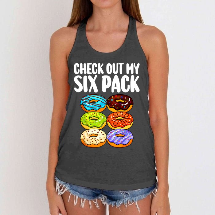 Funny Donut Art For Women Doughnut Lover Gym Six Pack Women's Knotted Racerback Tank