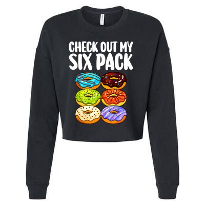 Funny Donut Art For Women Doughnut Lover Gym Six Pack Cropped Pullover Crew