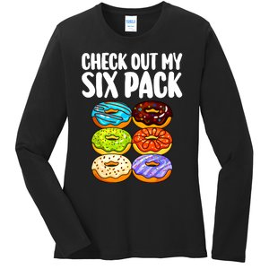 Funny Donut Art For Women Doughnut Lover Gym Six Pack Ladies Long Sleeve Shirt