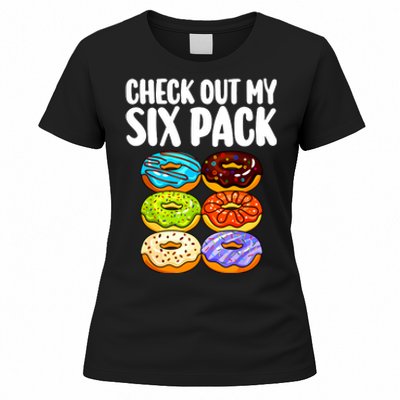 Funny Donut Art For Women Doughnut Lover Gym Six Pack Women's T-Shirt