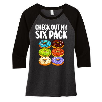 Funny Donut Art For Women Doughnut Lover Gym Six Pack Women's Tri-Blend 3/4-Sleeve Raglan Shirt