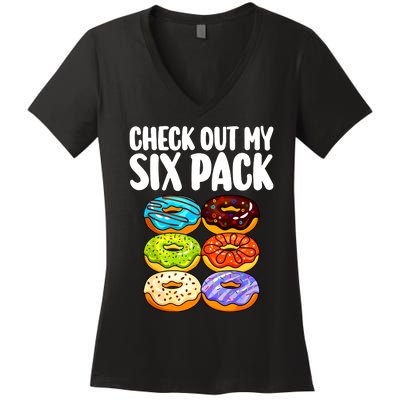 Funny Donut Art For Women Doughnut Lover Gym Six Pack Women's V-Neck T-Shirt