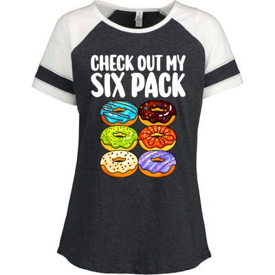 Funny Donut Art For Women Doughnut Lover Gym Six Pack Enza Ladies Jersey Colorblock Tee