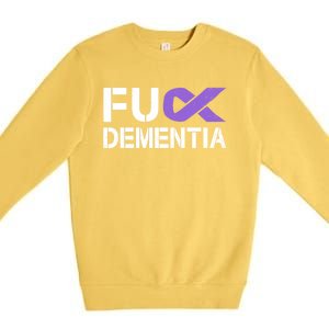 Fuck Detia Awareness Gift Purple Ribbon Support Warrior Gift Premium Crewneck Sweatshirt