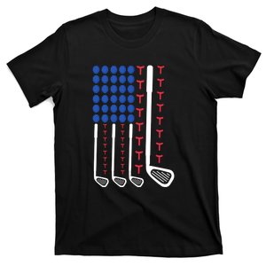 Father's Day American Flag Golfing Gift For Dad T-Shirt