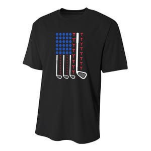 Father's Day American Flag Golfing Gift For Dad Youth Performance Sprint T-Shirt