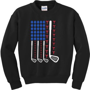 Father's Day American Flag Golfing Gift For Dad Kids Sweatshirt