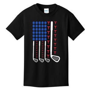 Father's Day American Flag Golfing Gift For Dad Kids T-Shirt