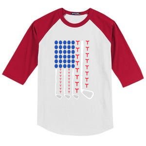 Father's Day American Flag Golfing Gift For Dad Kids Colorblock Raglan Jersey