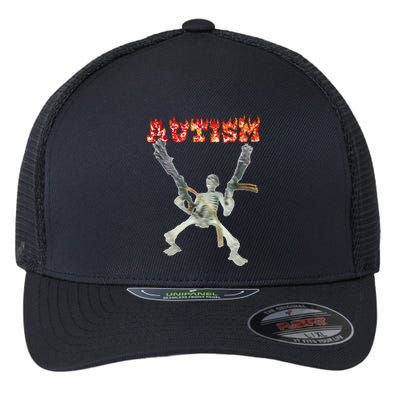 Funny Design Autism Skeleton Flexfit Unipanel Trucker Cap