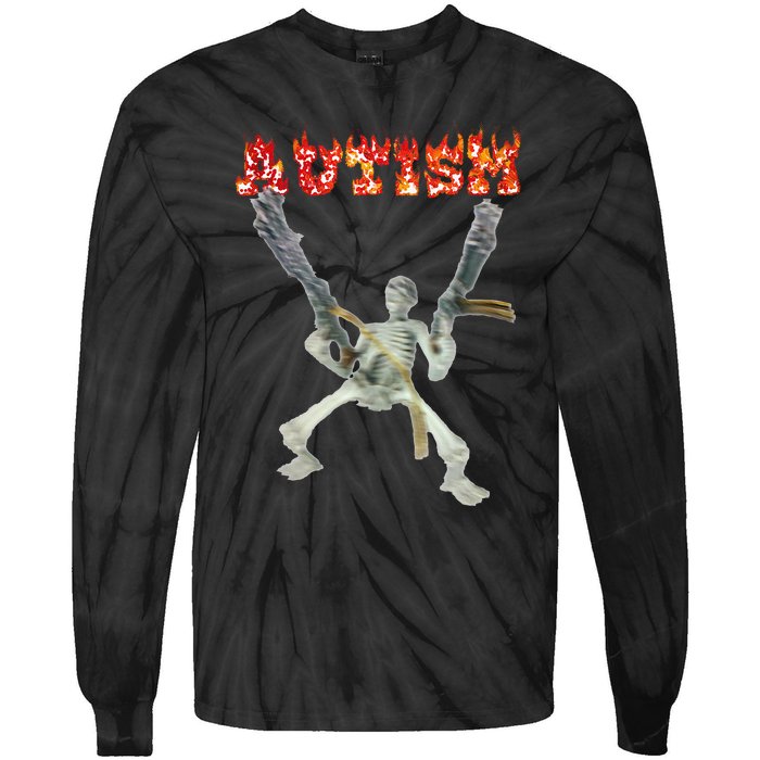 Funny Design Autism Skeleton Tie-Dye Long Sleeve Shirt