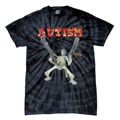 Funny Design Autism Skeleton Tie-Dye T-Shirt