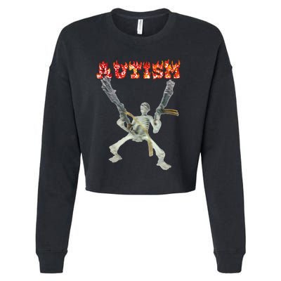 Funny Design Autism Skeleton Cropped Pullover Crew