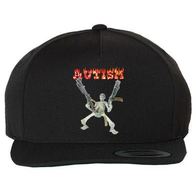 Funny Design Autism Skeleton Wool Snapback Cap