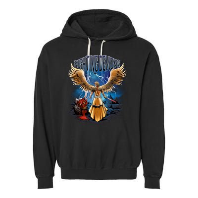 Fighting Demons Angel In Action Garment-Dyed Fleece Hoodie