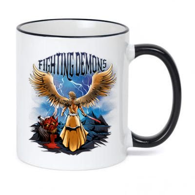 Fighting Demons Angel In Action 11oz Black Color Changing Mug