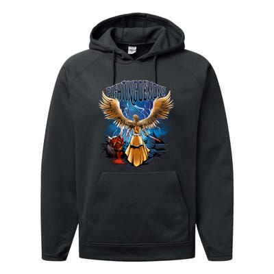 Fighting Demons Angel In Action Performance Fleece Hoodie