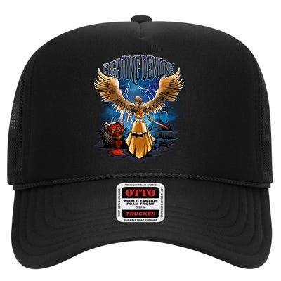 Fighting Demons Angel In Action High Crown Mesh Back Trucker Hat