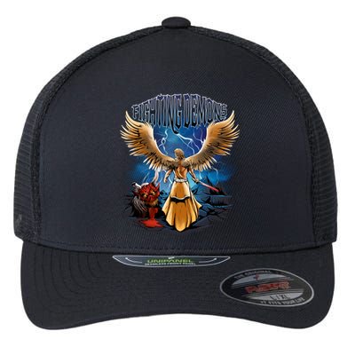 Fighting Demons Angel In Action Flexfit Unipanel Trucker Cap