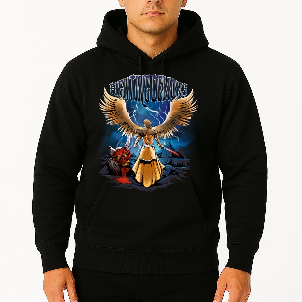 Fighting Demons Angel In Action Hoodie