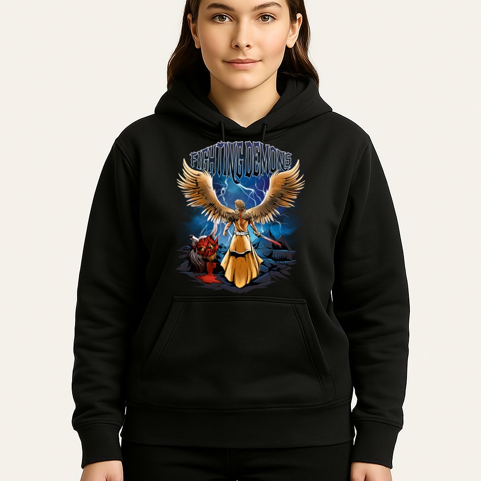 Fighting Demons Angel In Action Hoodie