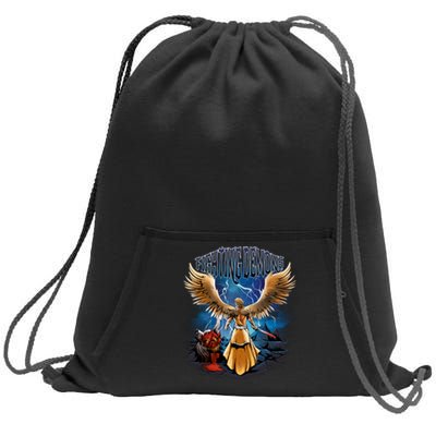 Fighting Demons Angel In Action Sweatshirt Cinch Pack Bag