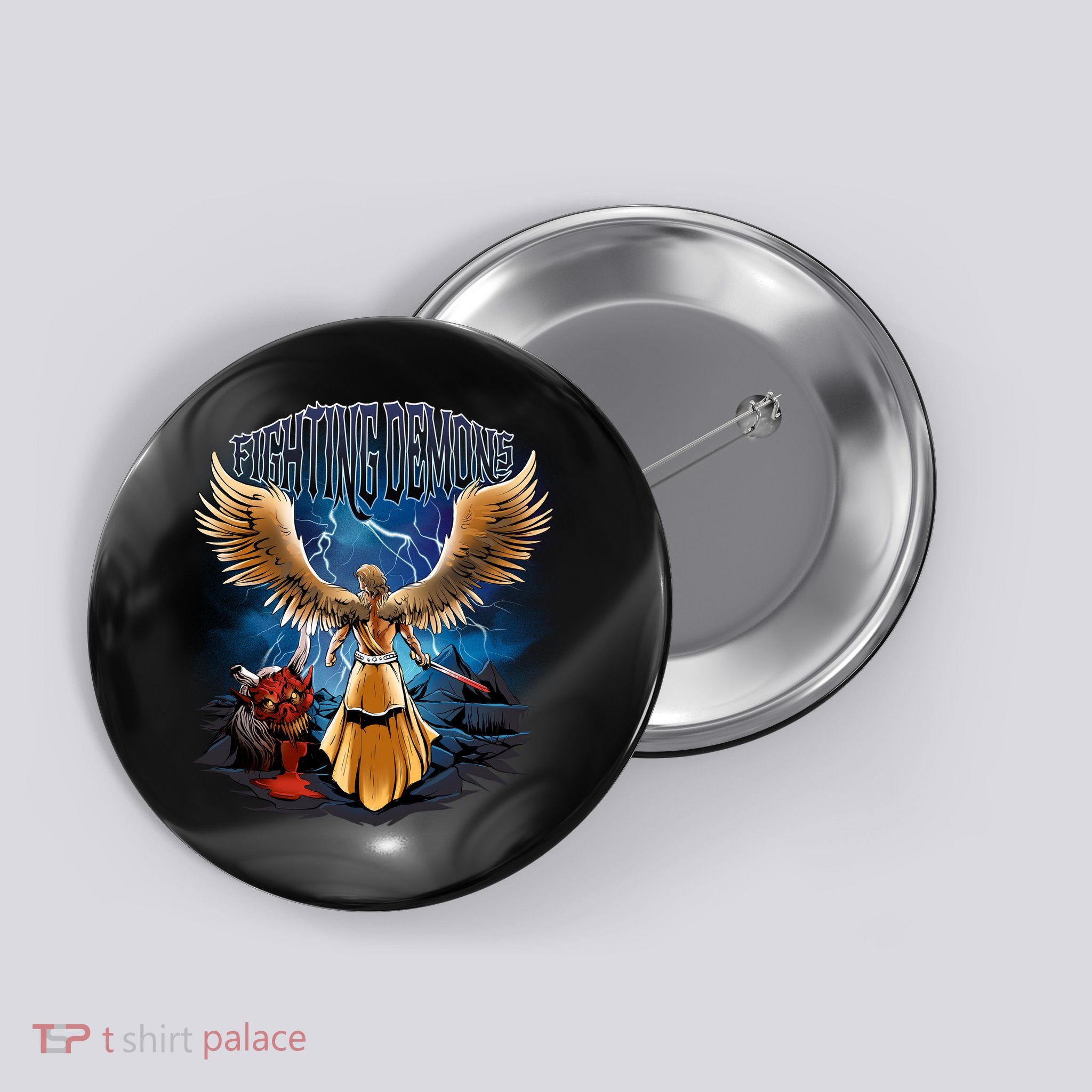 Fighting Demons Angel In Action Button