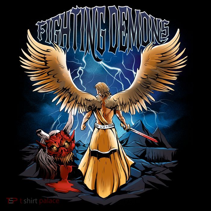 Fighting Demons Angel In Action Button