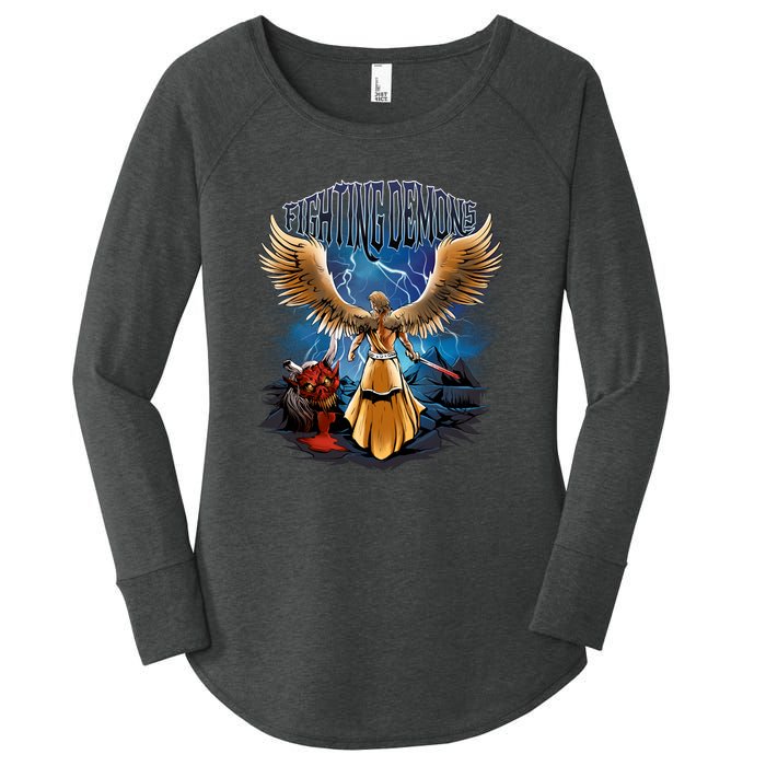 Fighting Demons Angel In Action Women's Perfect Tri Tunic Long Sleeve Shirt