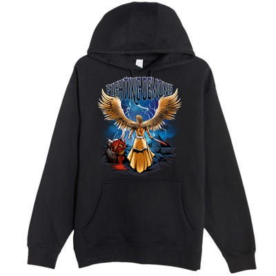 Fighting Demons Angel In Action Premium Pullover Hoodie