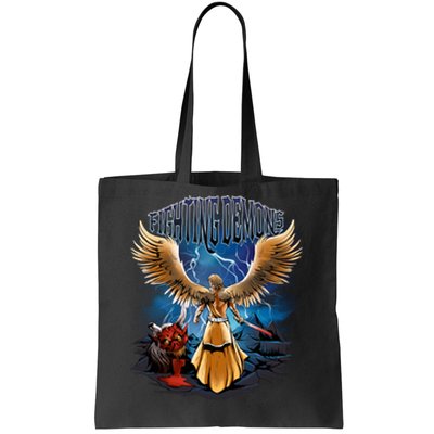 Fighting Demons Angel In Action Tote Bag