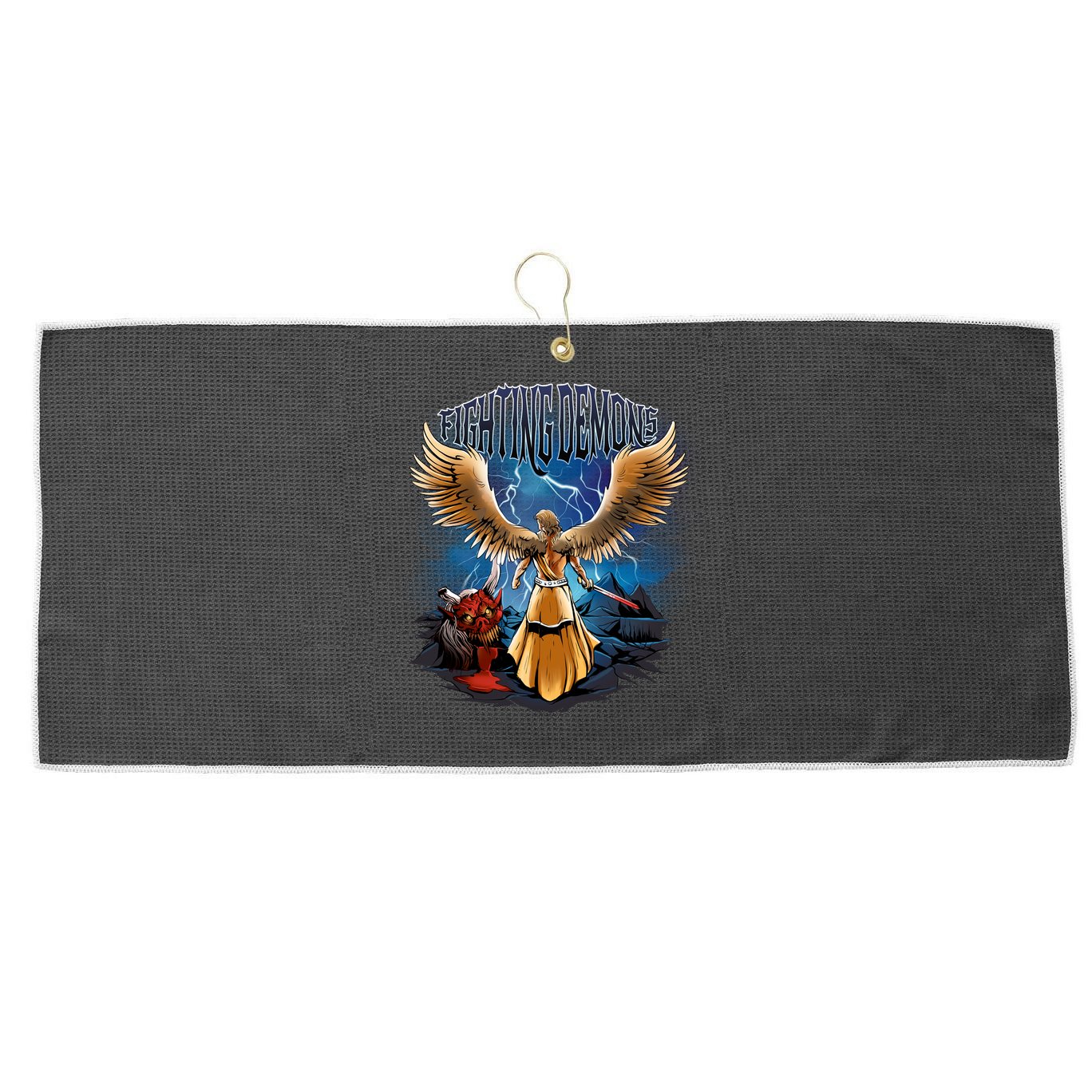 Fighting Demons Angel In Action Large Microfiber Waffle Golf Towel