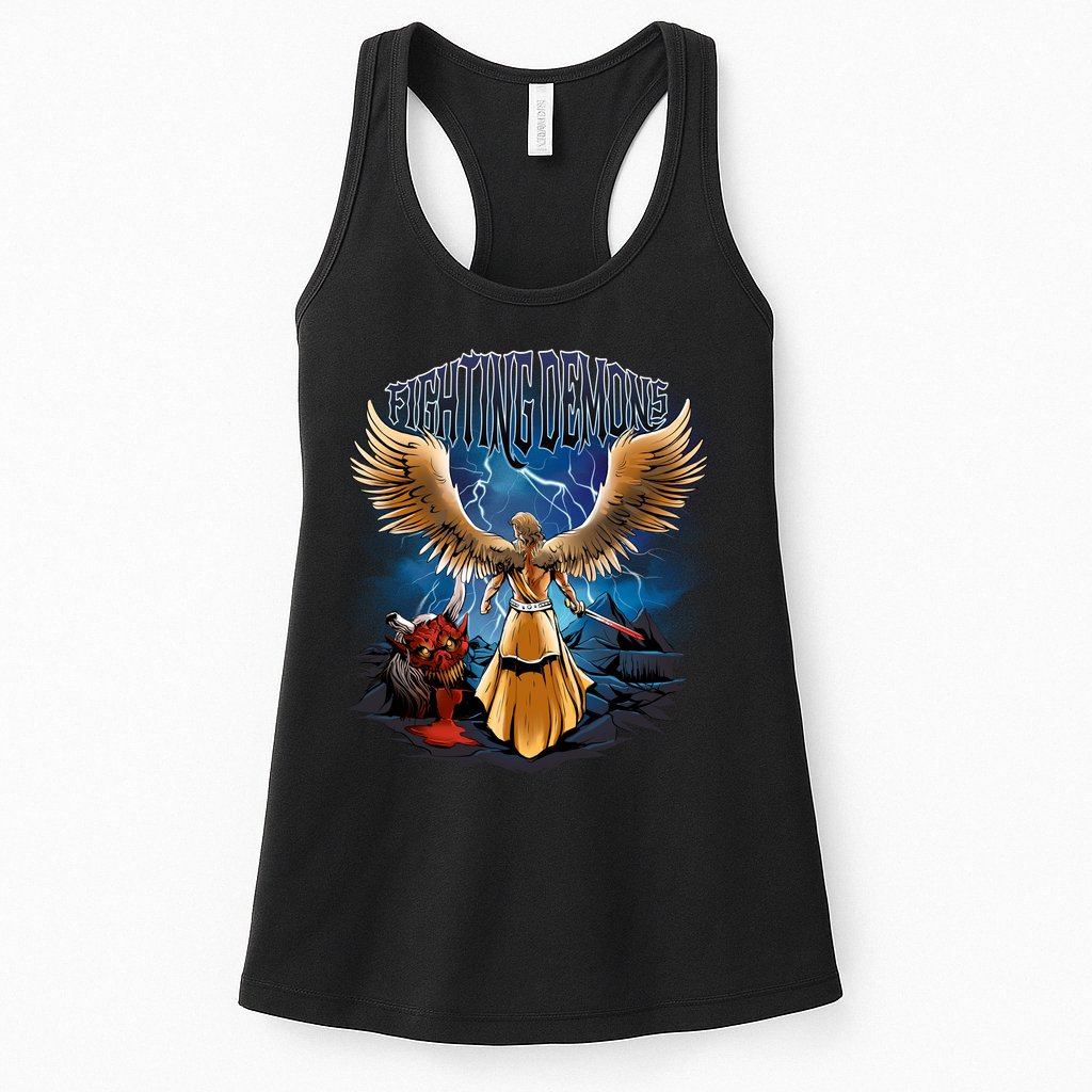 Fighting Demons Angel In Action Womens Tank Top