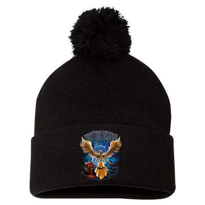 Fighting Demons Angel In Action Pom Pom 12in Knit Beanie