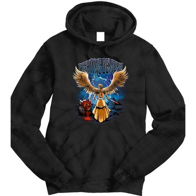 Fighting Demons Angel In Action Tie Dye Hoodie