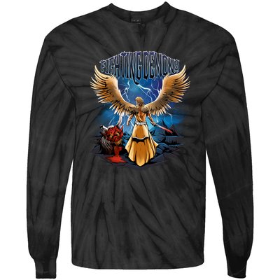 Fighting Demons Angel In Action Tie-Dye Long Sleeve Shirt