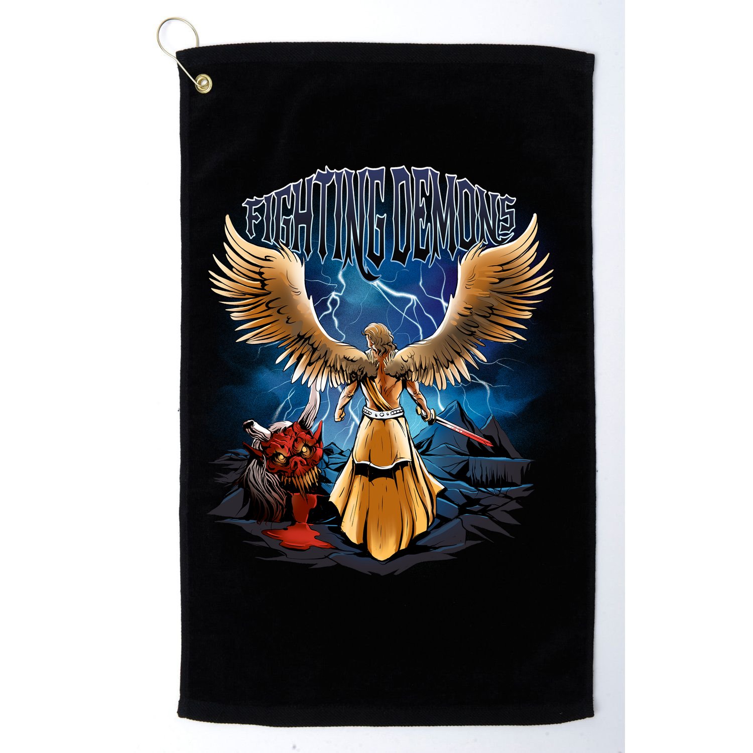 Fighting Demons Angel In Action Golf Towel