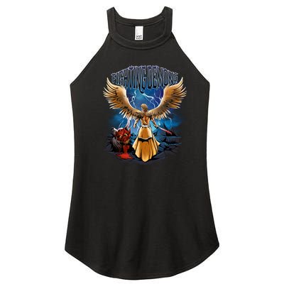 Fighting Demons Angel In Action Women’s Perfect Tri Rocker Tank