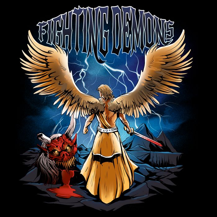 Fighting Demons Angel In Action Womens T-Shirt