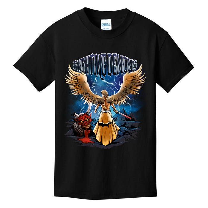 Fighting Demons Angel In Action Kids T-Shirt