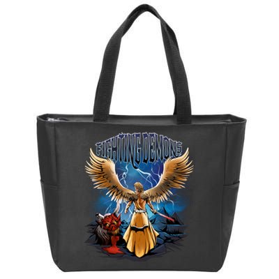 Fighting Demons Angel In Action Zip Tote Bag