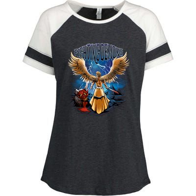 Fighting Demons Angel In Action Enza Ladies Jersey Colorblock Tee