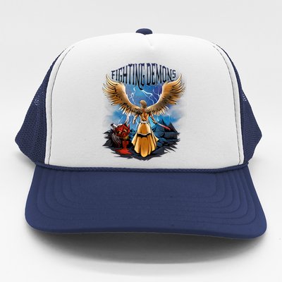 Fighting Demons Angel In Action Trucker Hat