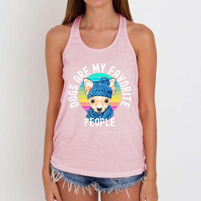 Funny Dogs Are My Favorite People Great Gift Women's Knotted Racerback Tank