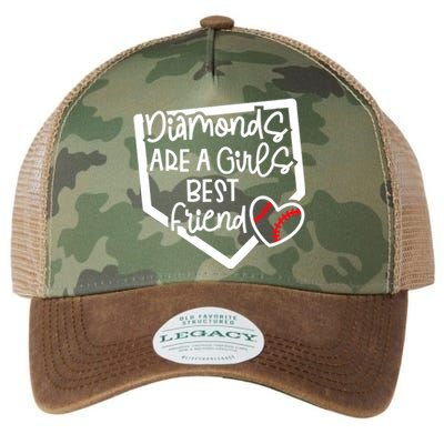 Funny Diamonds Are A Girls Best Friend Baseball Softball Mom Legacy Tie Dye Trucker Hat