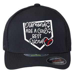 Funny Diamonds Are A Girls Best Friend Baseball Softball Mom Flexfit Unipanel Trucker Cap