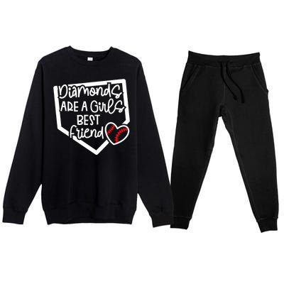 Funny Diamonds Are A Girls Best Friend Baseball Softball Mom Premium Crewneck Sweatsuit Set