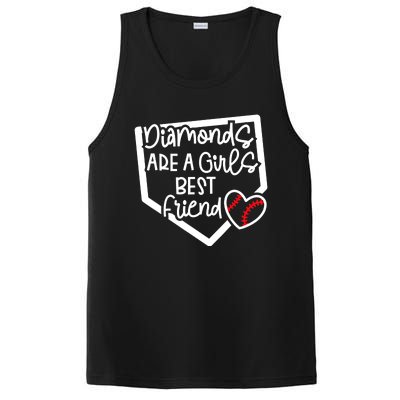 Funny Diamonds Are A Girls Best Friend Baseball Softball Mom PosiCharge Competitor Tank