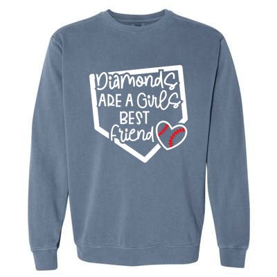 Funny Diamonds Are A Girls Best Friend Baseball Softball Mom Garment-Dyed Sweatshirt