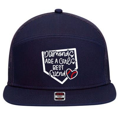 Funny Diamonds Are A Girls Best Friend Baseball Softball Mom 7 Panel Mesh Trucker Snapback Hat